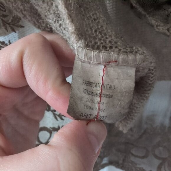Made In Italy Wool Mohair Lagenlook Boho Forest Fairy Crochet Lace Cardigan OS - Picture 3 of 7